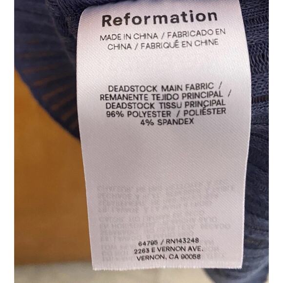 NWT Reformation Arabella Knit Mock Neck Midi Ribbed Dress Sz XS Maxi Blue 90s - Picture 8 of 8